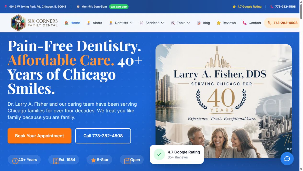 Six Corners Family Dental website